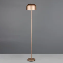 Lámpara de pie LED recargable Jeff, color café, atenuable, altura 147 cm