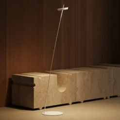Lámpara de pie LED recargable Mahina, blanca, altura 130 cm, metal, CCT