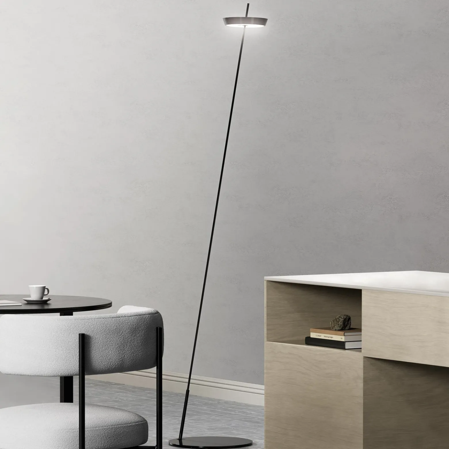 Lámpara de pie LED recargable Mahina, negra, altura 130 cm, metal, CCT