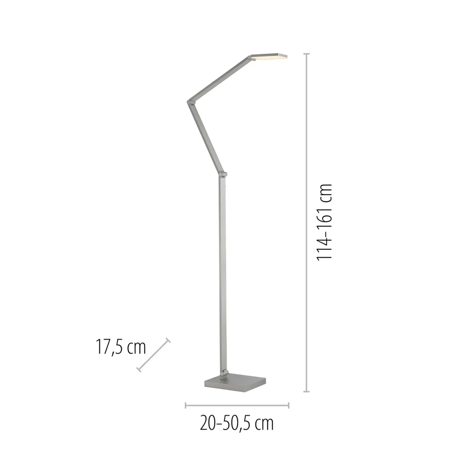 Lámpara de pie LED SAMSKY, acero, altura 161 cm, regulador táctil metálico