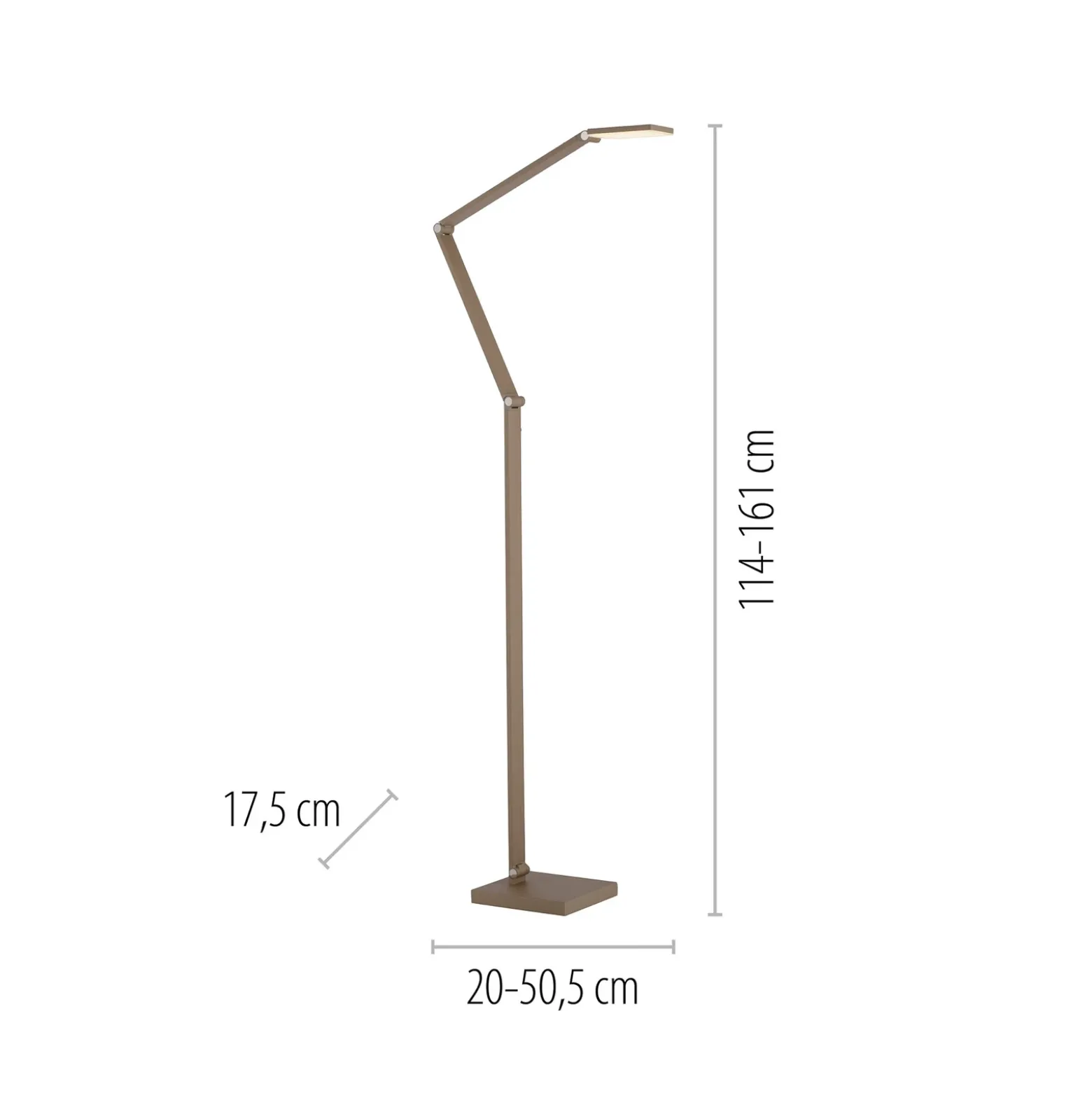 Lámpara de pie LED SAMSKY, color bronce, altura 161 cm, regulador táctil