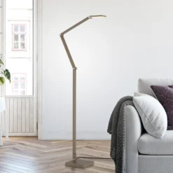 Lámpara de pie LED SAMSKY, color bronce, altura 161 cm, regulador táctil
