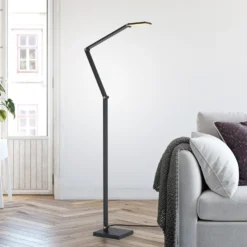 Lámpara de pie LED SAMSKY, gris, altura 161 cm, metal, regulador táctil