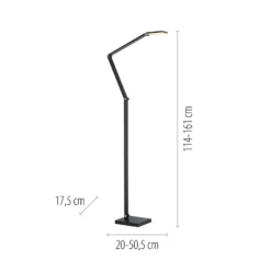 Lámpara de pie LED SAMSKY, gris, altura 161 cm, metal, regulador táctil