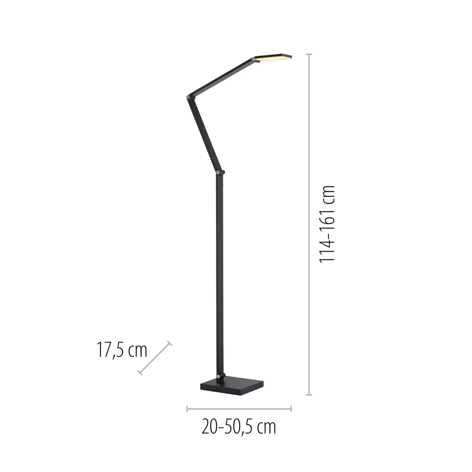 Lámpara de pie LED SAMSKY, gris, altura 161 cm, metal, regulador táctil