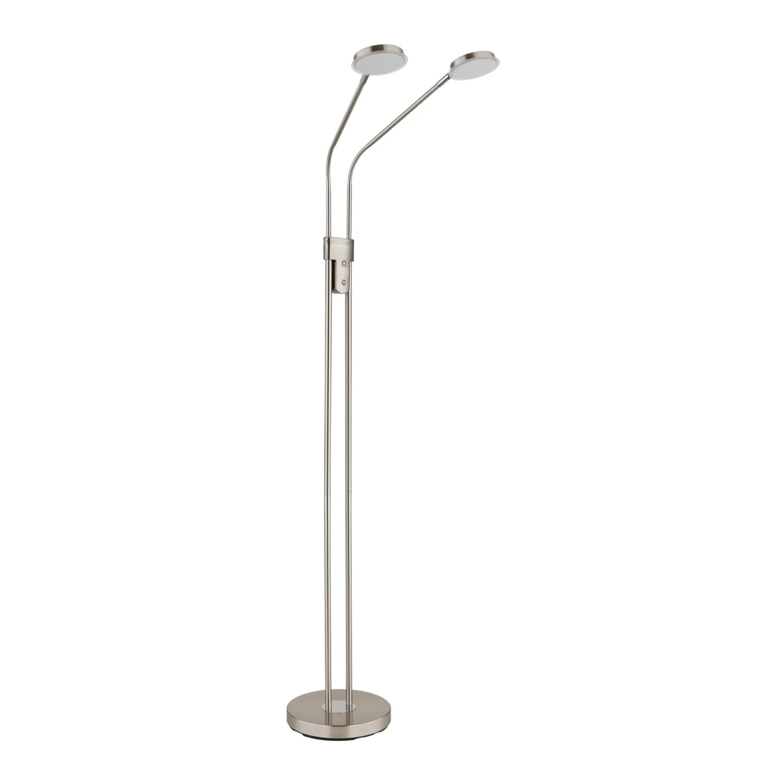 Lámpara de pie LED Silvio, 2 luces, níquel, CCT, atenuable