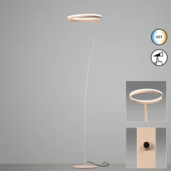 Lámpara de pie LED Sirko, color arena, altura 177 cm, metal, CCT