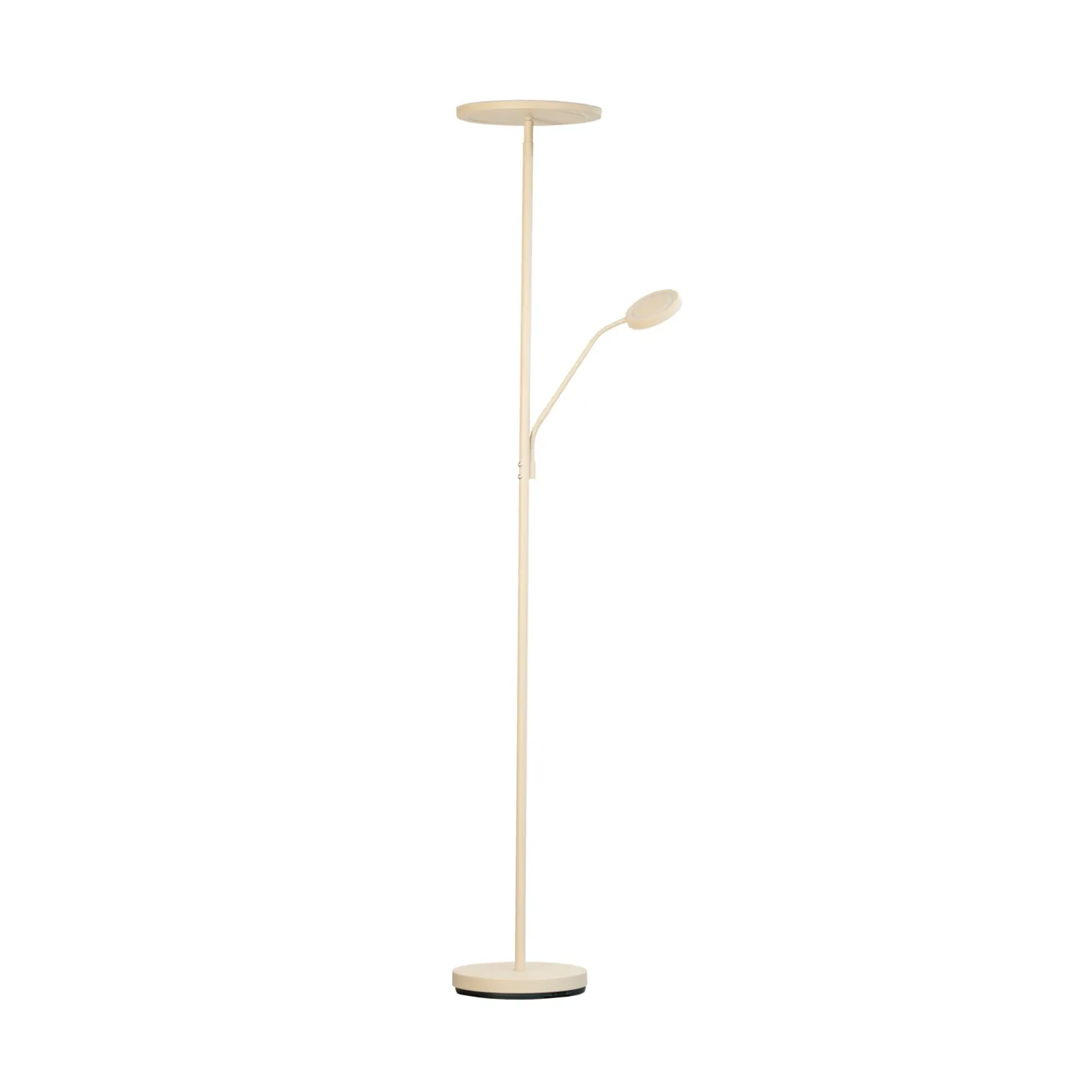 Lámpara de pie LED Sorento, altura 182 cm, brazo de lectura, color arena