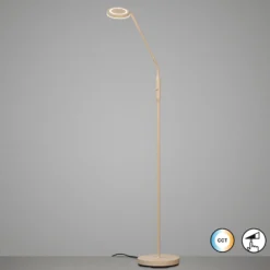 Lámpara de pie LED Sorento, altura 138 cm, color arena, metal, CCT