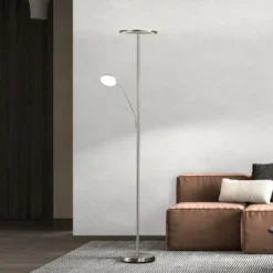 Lámpara de pie LED Sorento níquel Altura 182 cm 2 luces CCT Touchdim