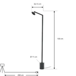 Lámpara de pie LED Steve de Lucande, negra, 130 cm, atenuable