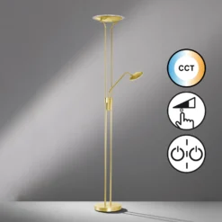 Lámpara de pie LED Tallri latón Altura 180 cm 2 luces CCT Touchdim