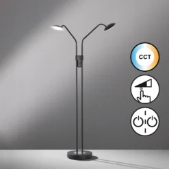 Lámpara de pie LED Tallri negra Altura 135 cm 2 luces CCT Touchdim