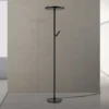 Lámpara de pie LED Teide, negro, metal, lámpara de lectura, atenuador