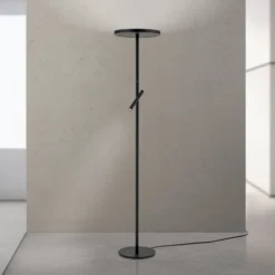 Lámpara de pie LED Teide, negro, metal, lámpara de lectura, atenuador