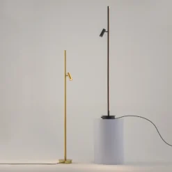 Lámpara de pie LED Thin de Maytoni, latón, aluminio, altura 155 cm, atenuable