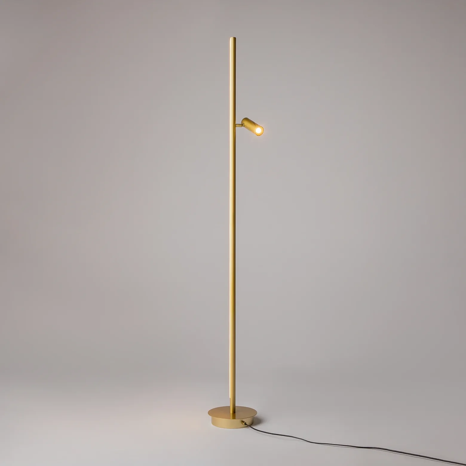 Lámpara de pie LED Thin de Maytoni, latón, aluminio, altura 155 cm, atenuable