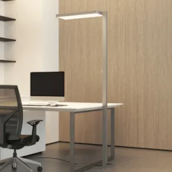 Lámpara de pie LED Timon de Arcchio, 54 W, plateada, altura 195 cm