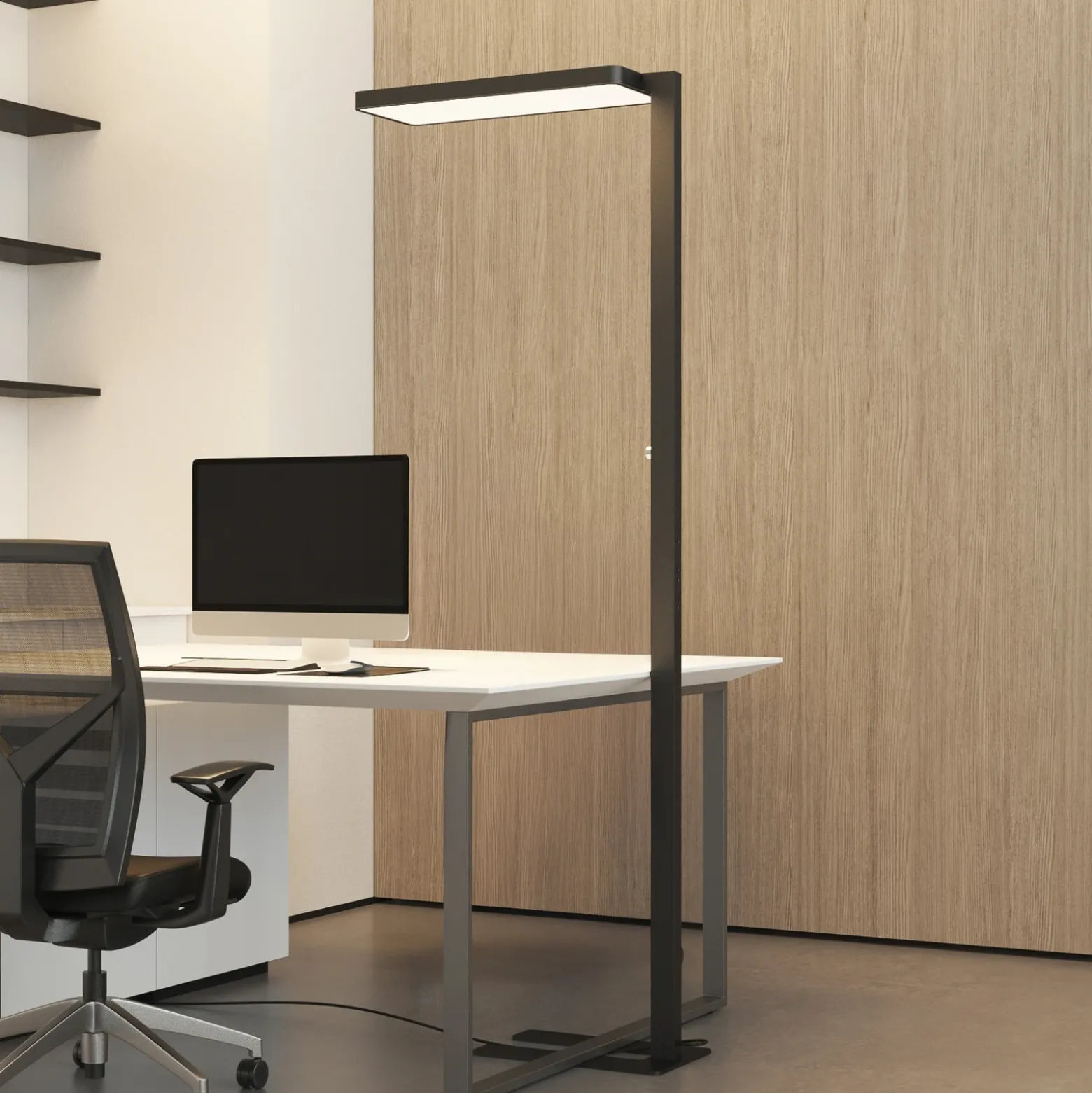 Lámpara de pie LED Timon de Arcchio, 54 W, negra, altura 195 cm