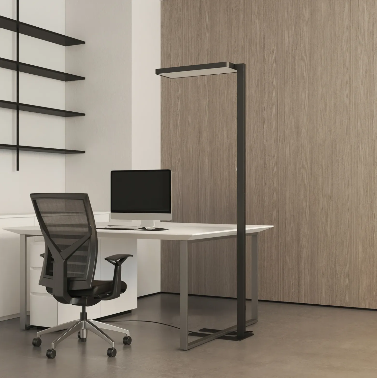 Lámpara de pie LED Timon de Arcchio, 54 W, negra, altura 195 cm