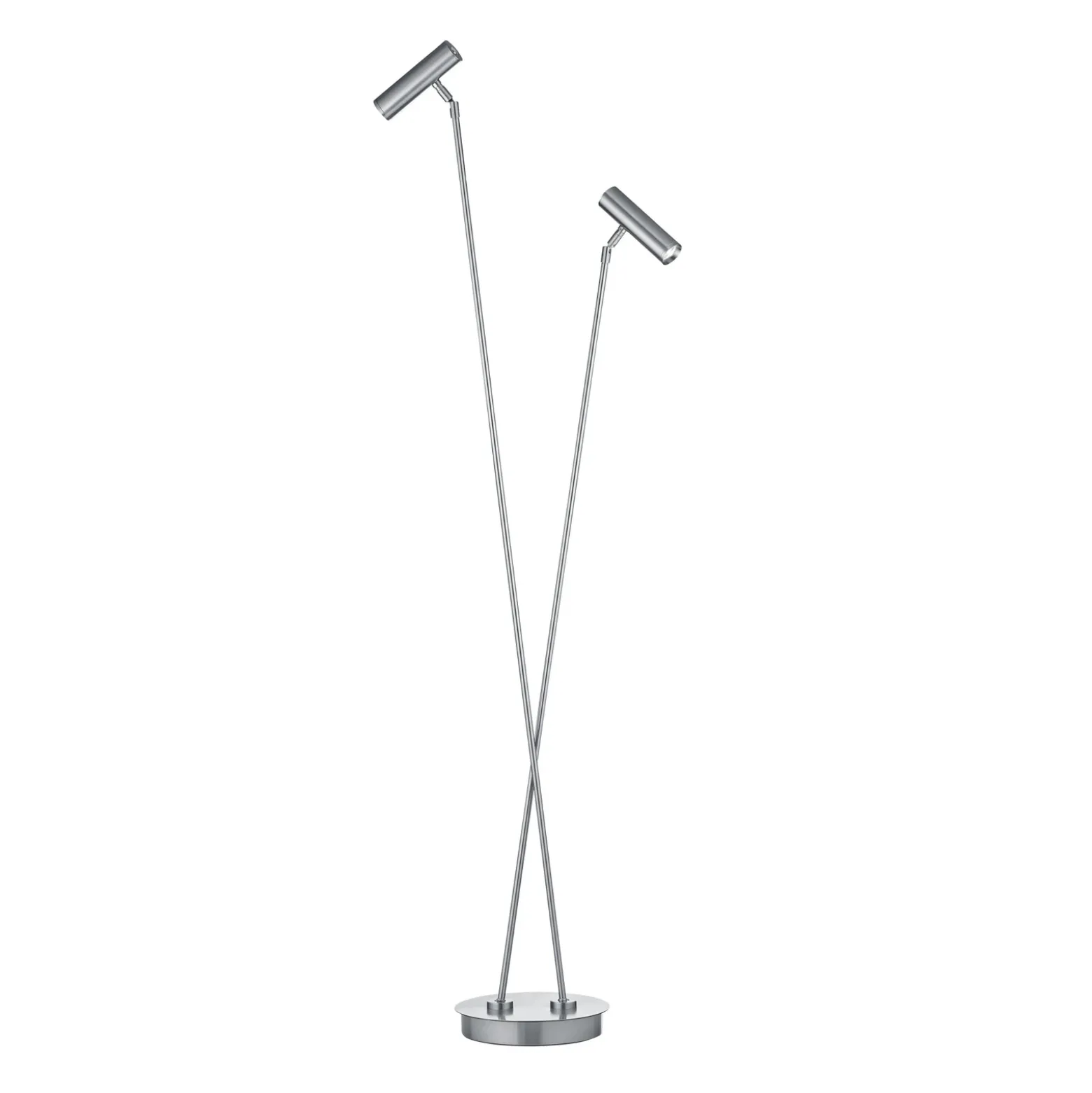 Lámpara de pie LED Tom Pro, níquel mate, 2 luces, CCT, atenuador