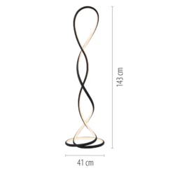 Lámpara de pie LED Twist de Paul Neuhaus, negra, altura 143 cm