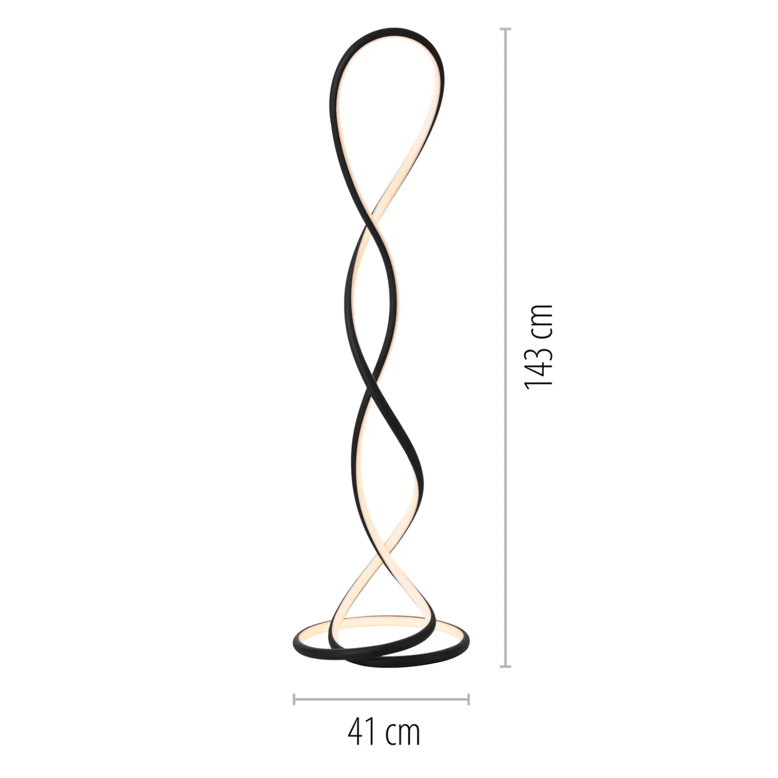 Lámpara de pie LED Twist de Paul Neuhaus, negra, altura 143 cm