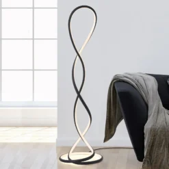 Lámpara de pie LED Twist de Paul Neuhaus, negra, altura 143 cm