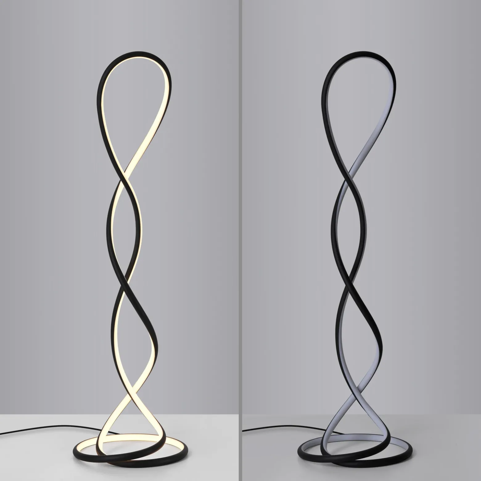 Lámpara de pie LED Twist de Paul Neuhaus, negra, altura 143 cm