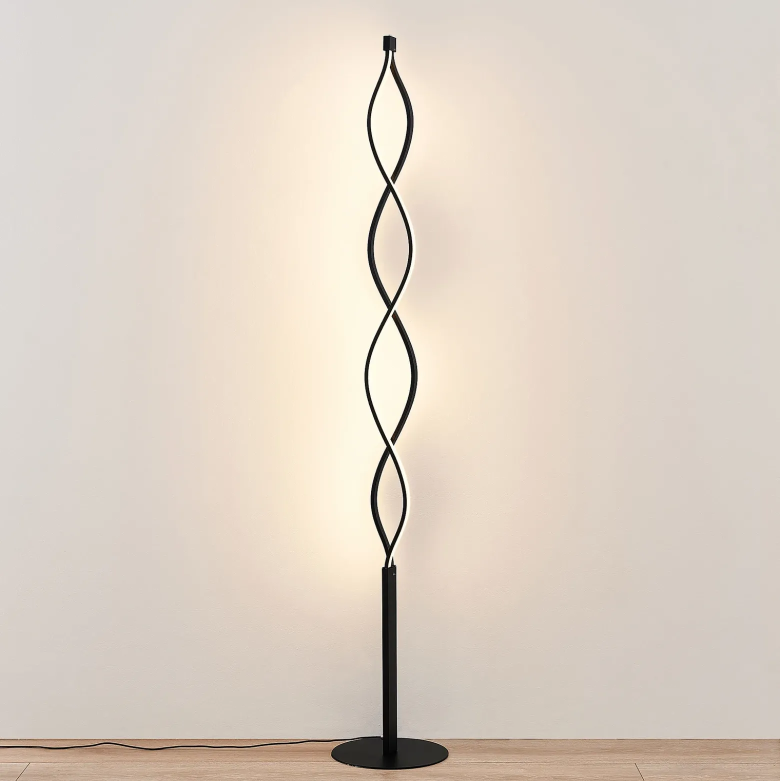 Lámpara de pie LED Welina de Lindby, negra, 150 cm, atenuable