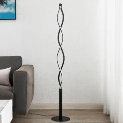 Lámpara de pie LED Welina de Lindby, negra, 150 cm, atenuable