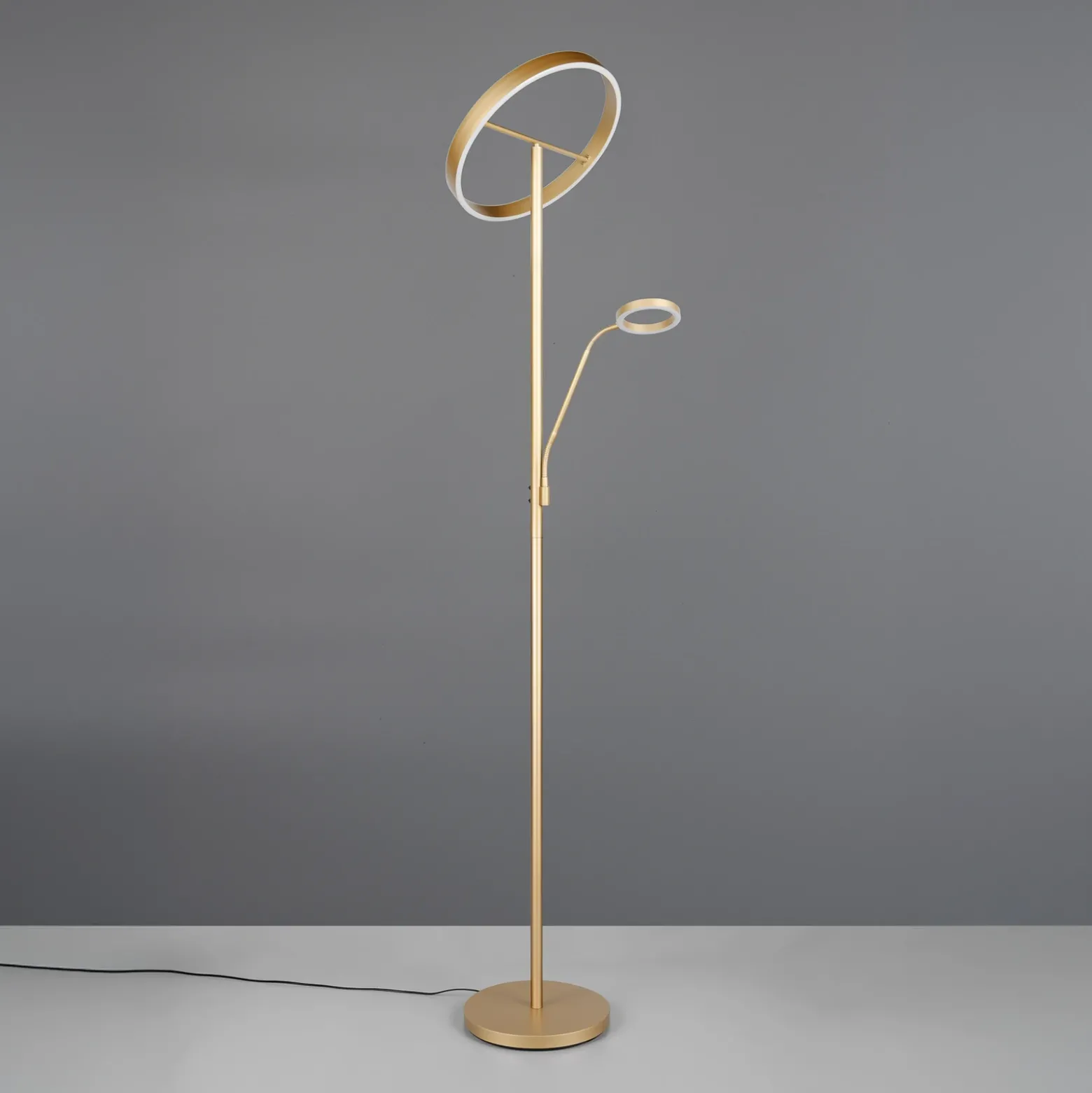 Lámpara de pie LED Willis, dorada, altura 180 cm, metal, CCT, atenuador