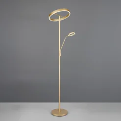 Lámpara de pie LED Willis, dorada, altura 180 cm, metal, CCT, atenuador