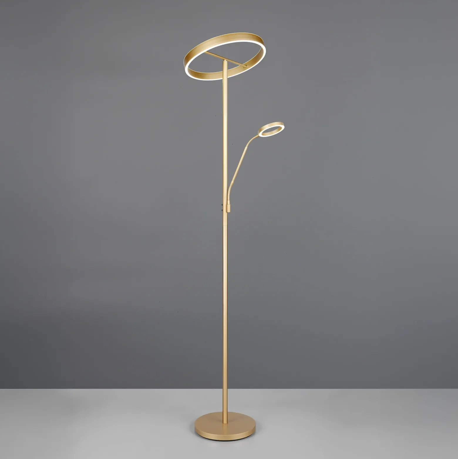 Lámpara de pie LED Willis, dorada, altura 180 cm, metal, CCT, atenuador