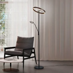 Lámpara de pie LED Willis, negra, altura 180 cm metal CCT atenuador