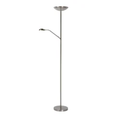 Lámpara de pie LED ZENITH, cromada, 2 luces. Altura: 180 cm. Metal atenuable