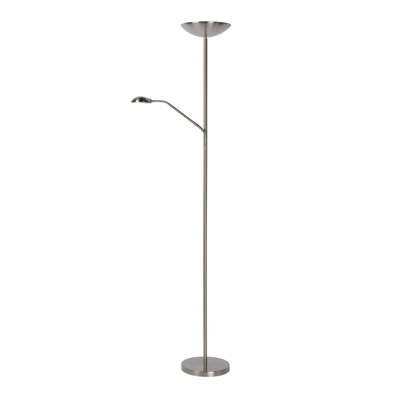 Lámpara de pie LED ZENITH, cromada, 2 luces. Altura: 180 cm. Metal atenuable