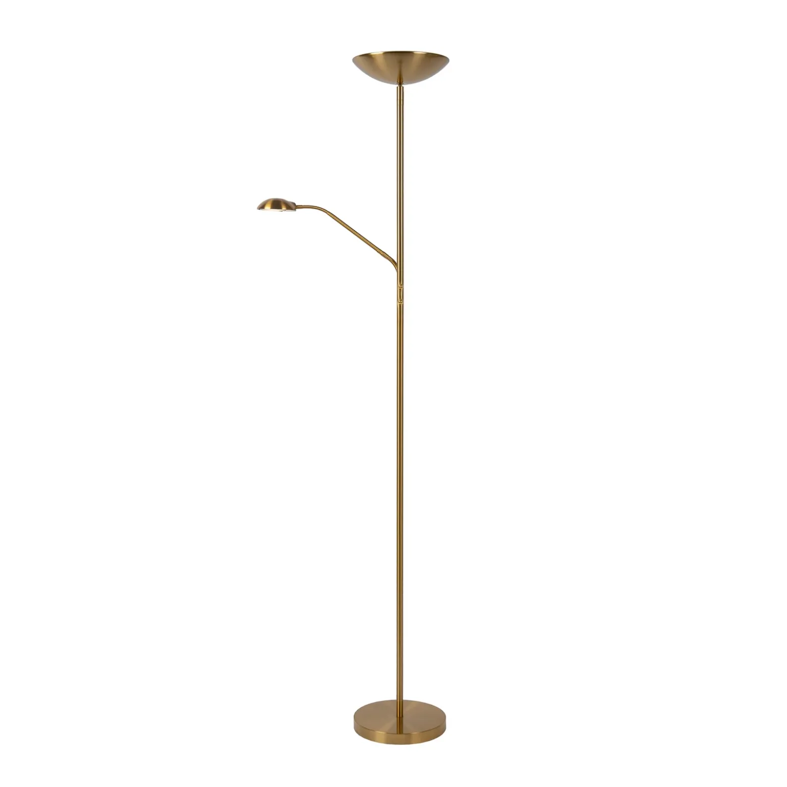 Lámpara de pie LED ZENITH, dorada, 2 luces, altura 180 cm, metal, atenuable