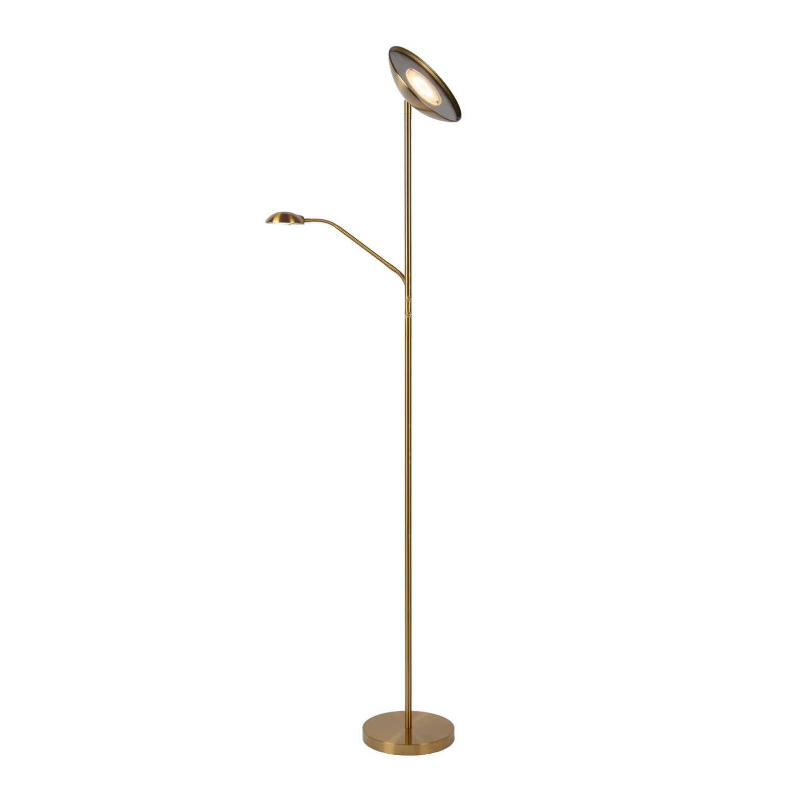 Lámpara de pie LED ZENITH, dorada, 2 luces, altura 180 cm, metal, atenuable