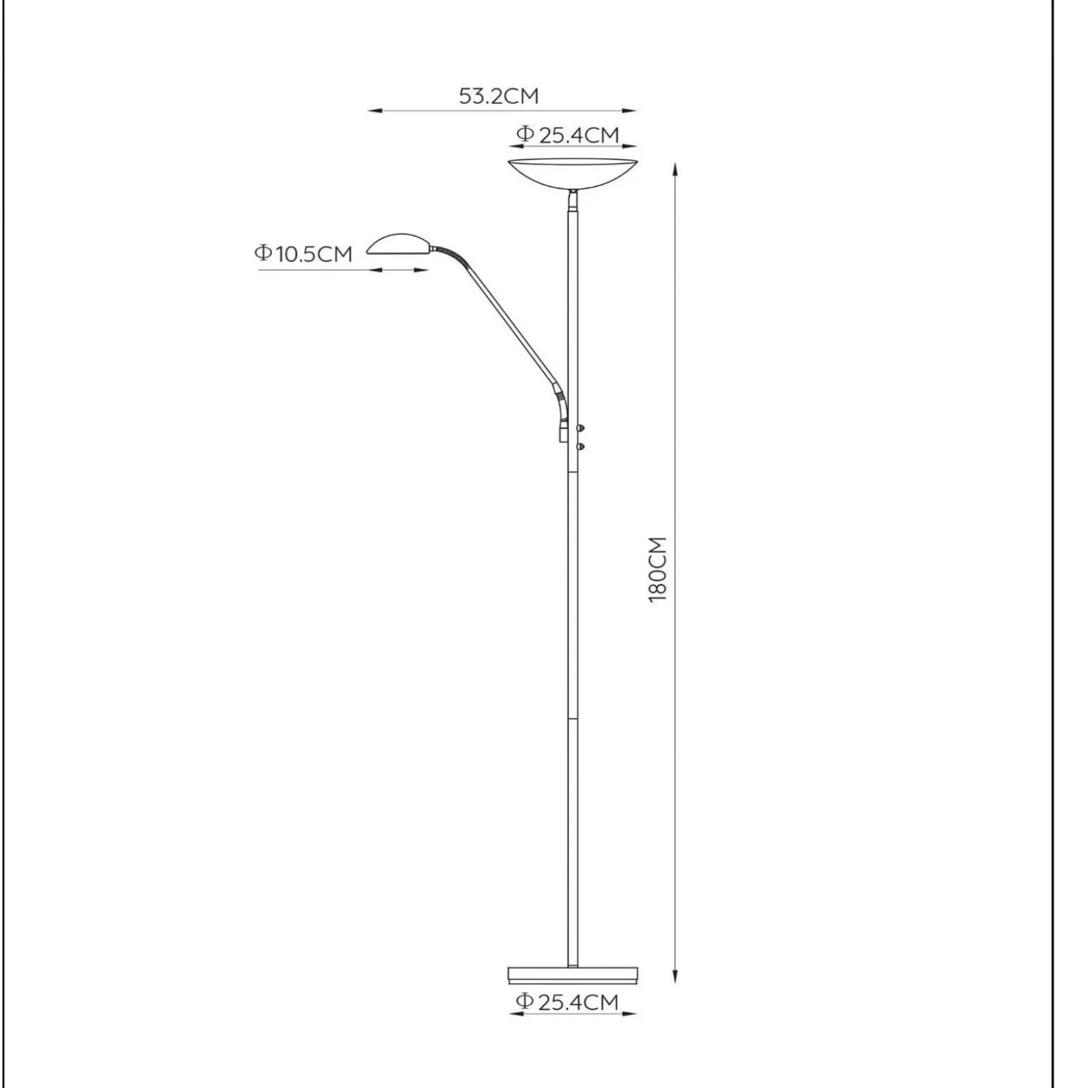 Lámpara de pie LED ZENITH, dorada, 2 luces, altura 180 cm, metal, atenuable