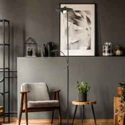 Lámpara de pie LED Zenith, lámpara de lectura LED, CCT, metal, negro