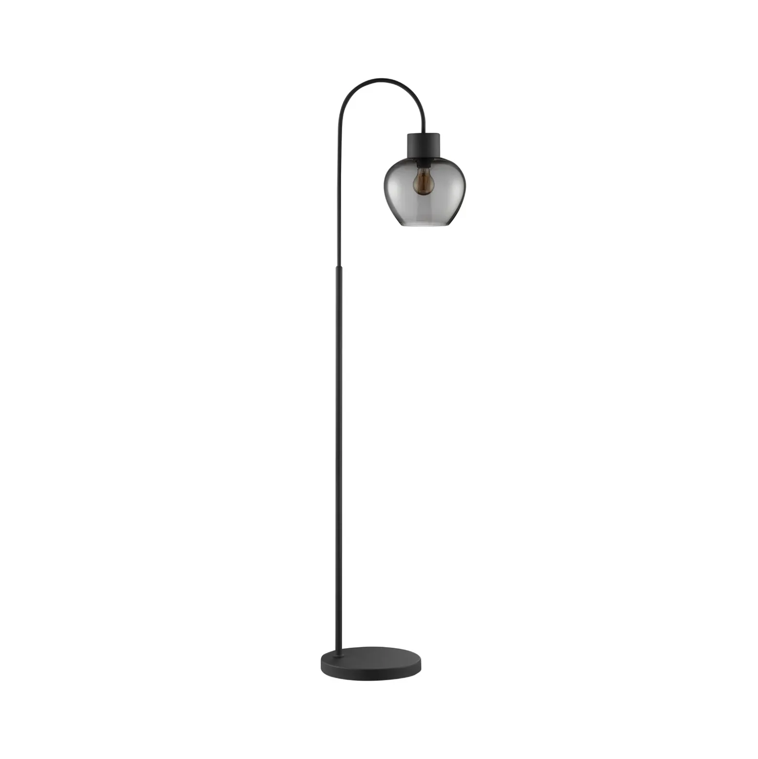 Lámpara de pie Ligari, negro/gris humo, altura 164 cm Metal/vidrio