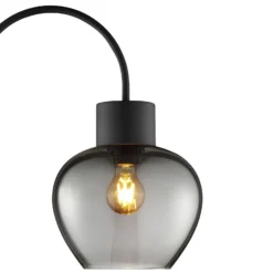 Lámpara de pie Ligari, negro/gris humo, altura 164 cm Metal/vidrio