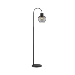 Lámpara de pie Ligari, negro/gris humo, altura 164 cm Metal/vidrio