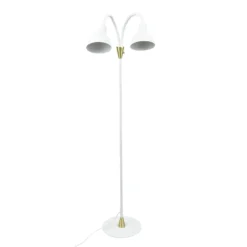 Lámpara de pie Lilje de Dyberg Larsen, blanca, altura 135 cm, 2 luces.