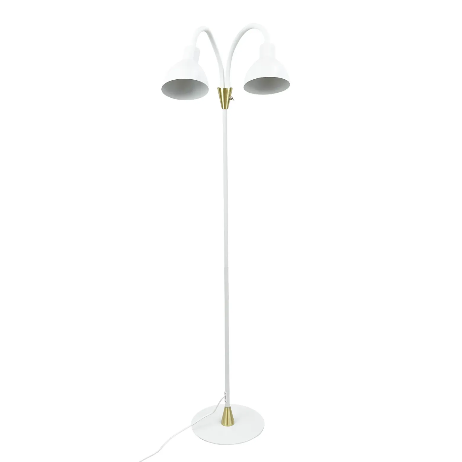 Lámpara de pie Lilje de Dyberg Larsen, blanca, altura 135 cm, 2 luces.
