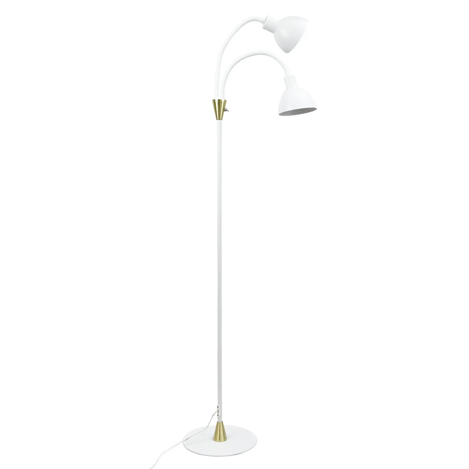 Lámpara de pie Lilje de Dyberg Larsen, blanca, altura 135 cm, 2 luces.