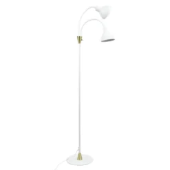 Lámpara de pie Lilje de Dyberg Larsen, blanca, altura 135 cm, 2 luces.