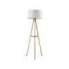 Lámpara de pie Lindby Adamio, Ø 45,5 cm, blanca, textil, trípode