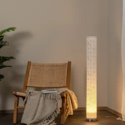 Lámpara de pie Lindby Alisea, 104 cm, blanca, GU10